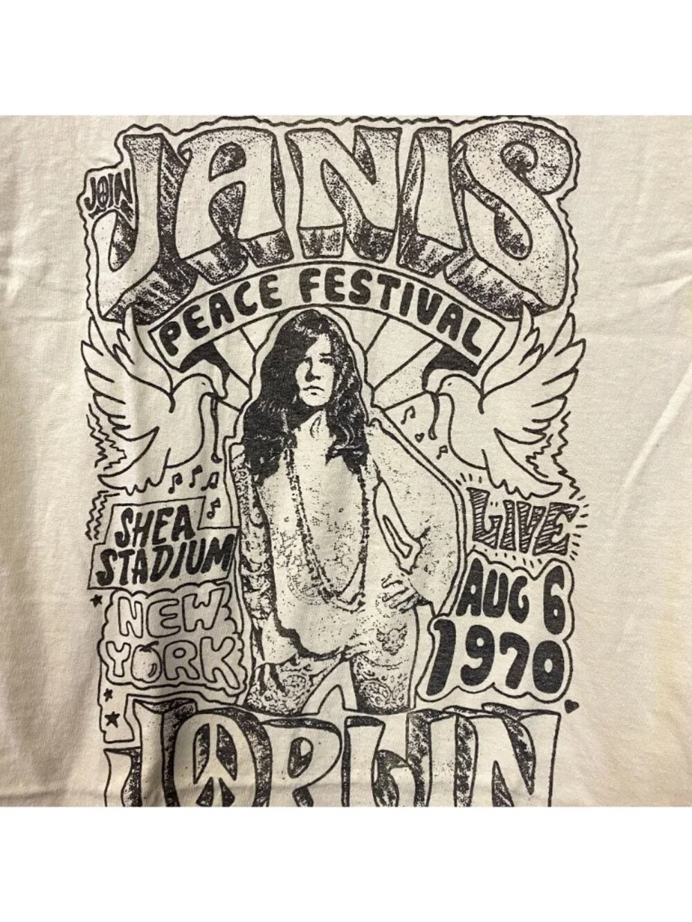 Janis Joplin Peace Festival Shea Stadium '70 T-Shirt Small